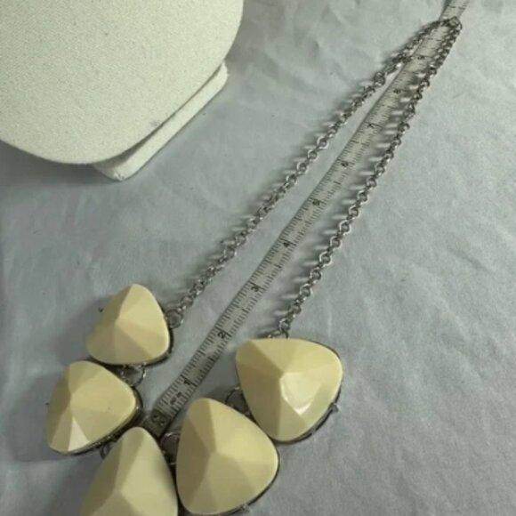 Chunky Cream and Silver Statement Necklace - Picture 2 of 2